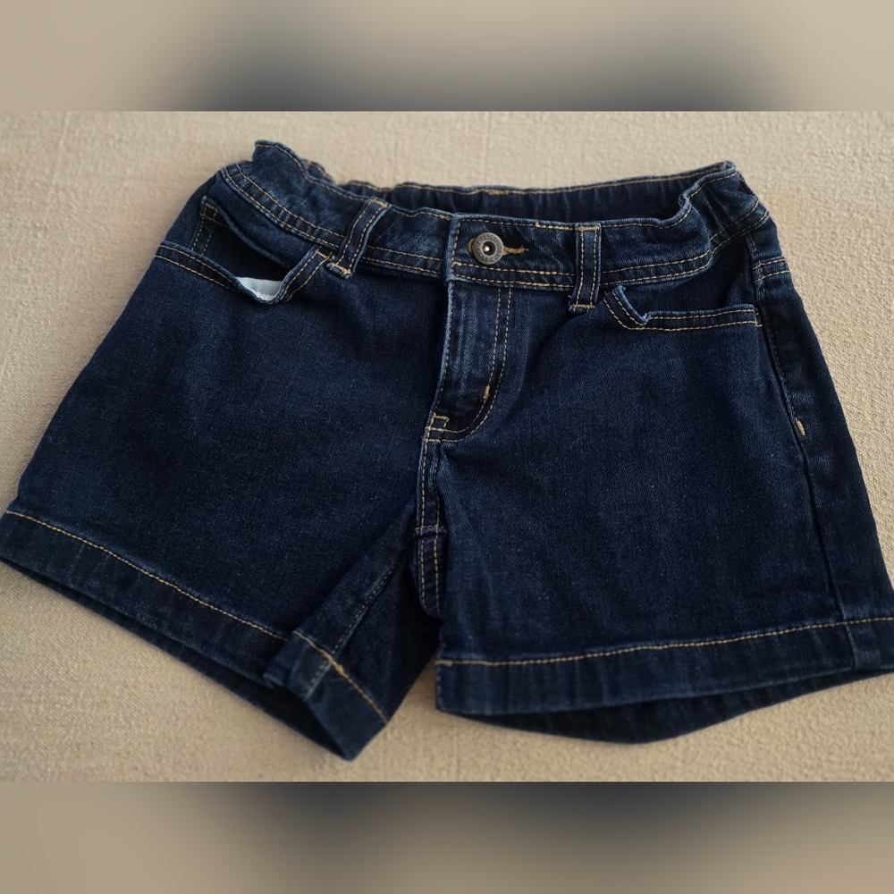 Faded Glory Jean Shorts Girls Size 8 Dark Blue Denim